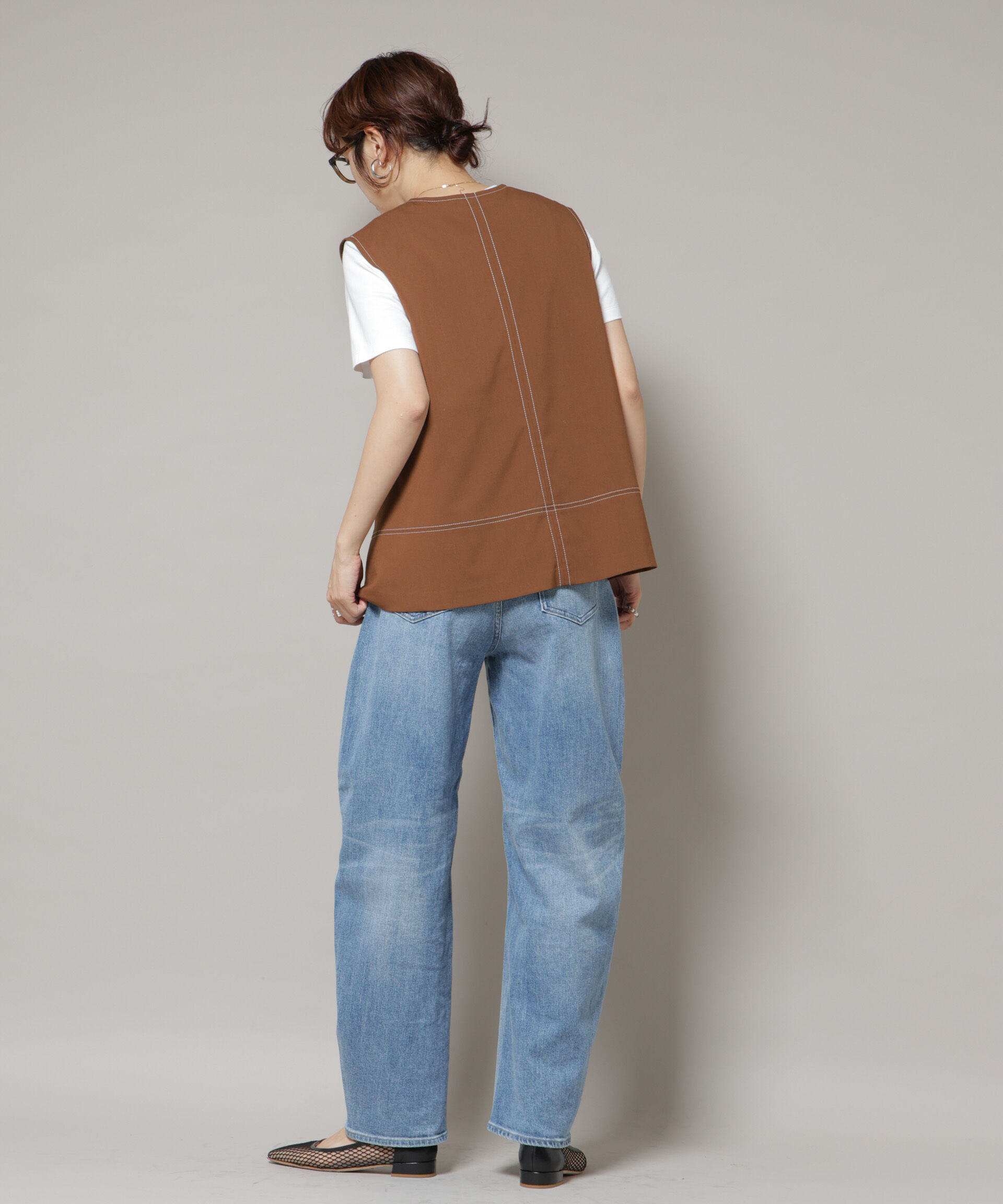 nano･universe「Healthy DENIM/Corn ワイドカーブデニム」|チノ|