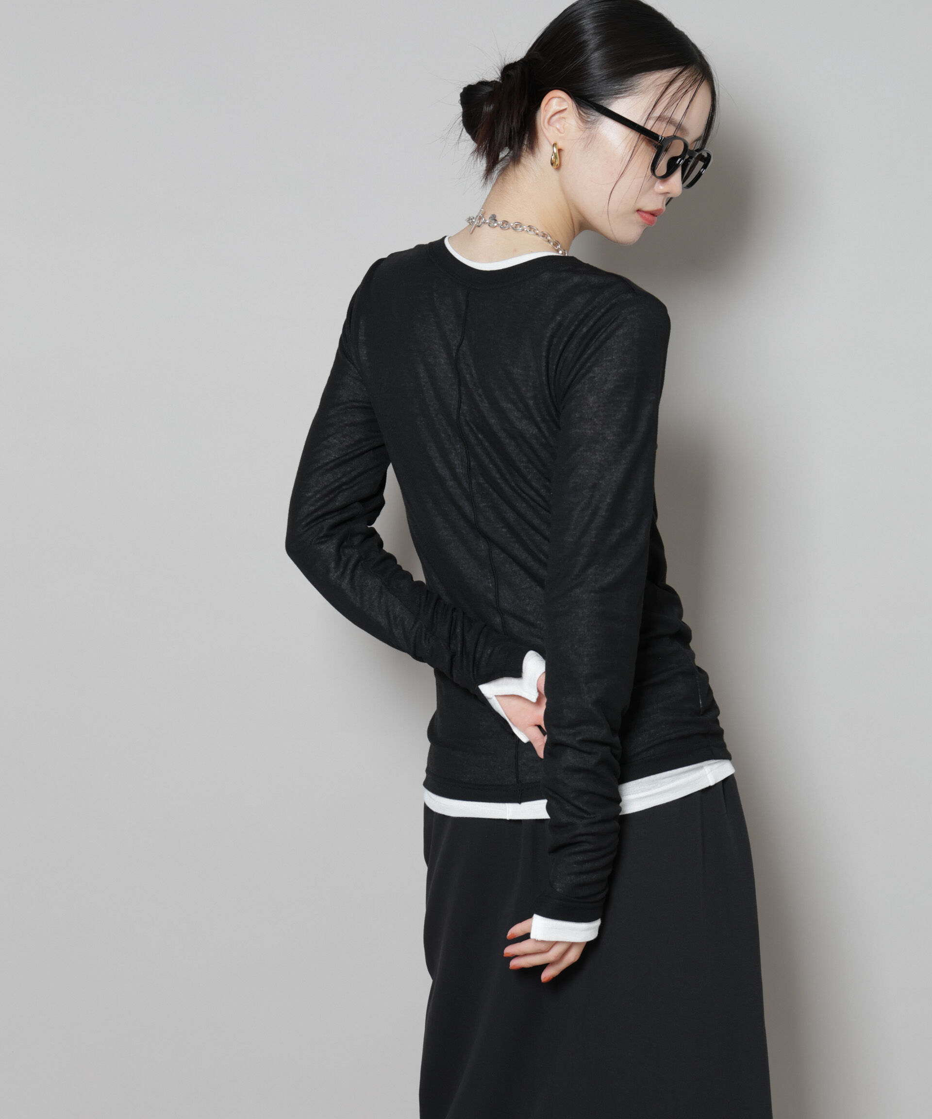 nano･universe「前後2wayシアーフライスカットトップス」|Tシャツ・カットソー|