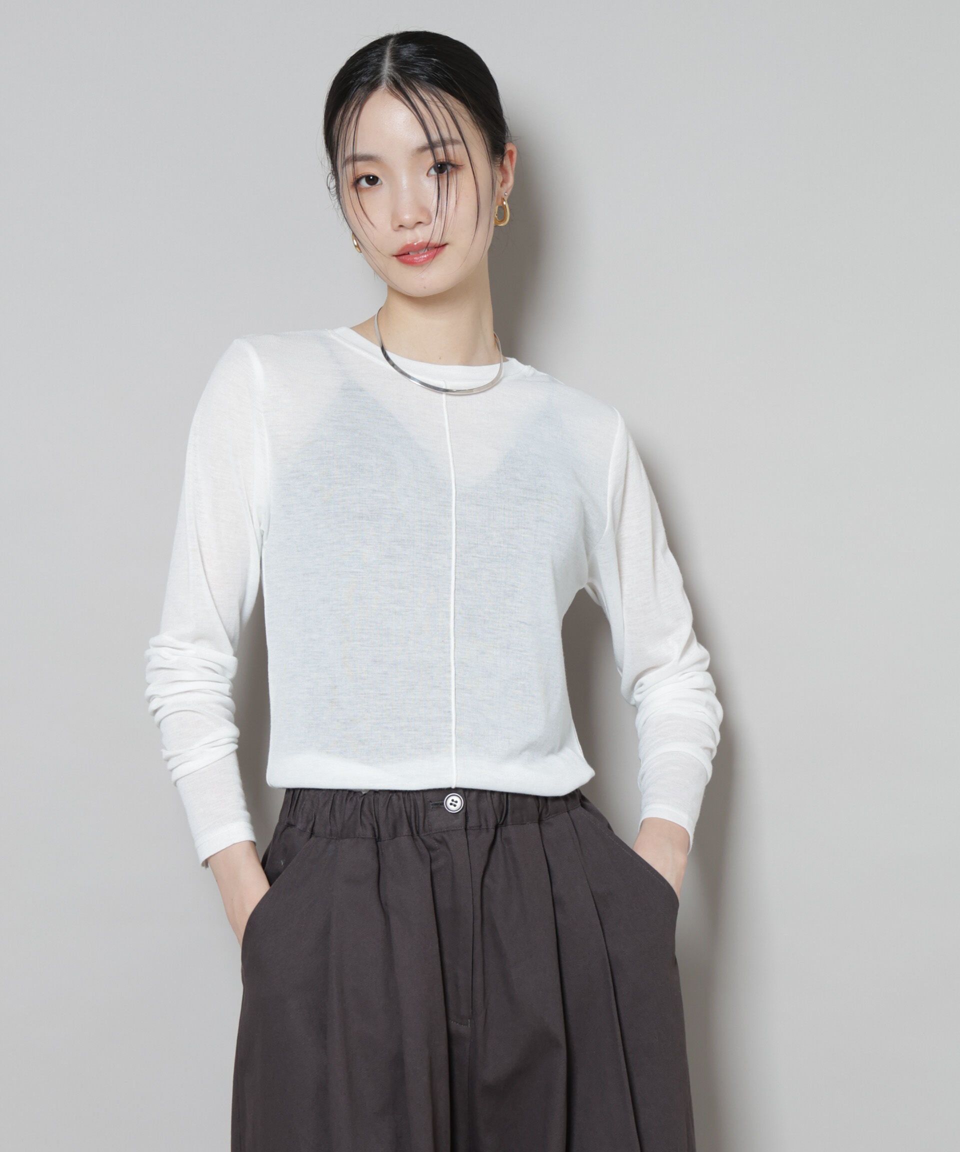 nano･universe「前後2wayシアーフライスカットトップス」|Tシャツ・カットソー|