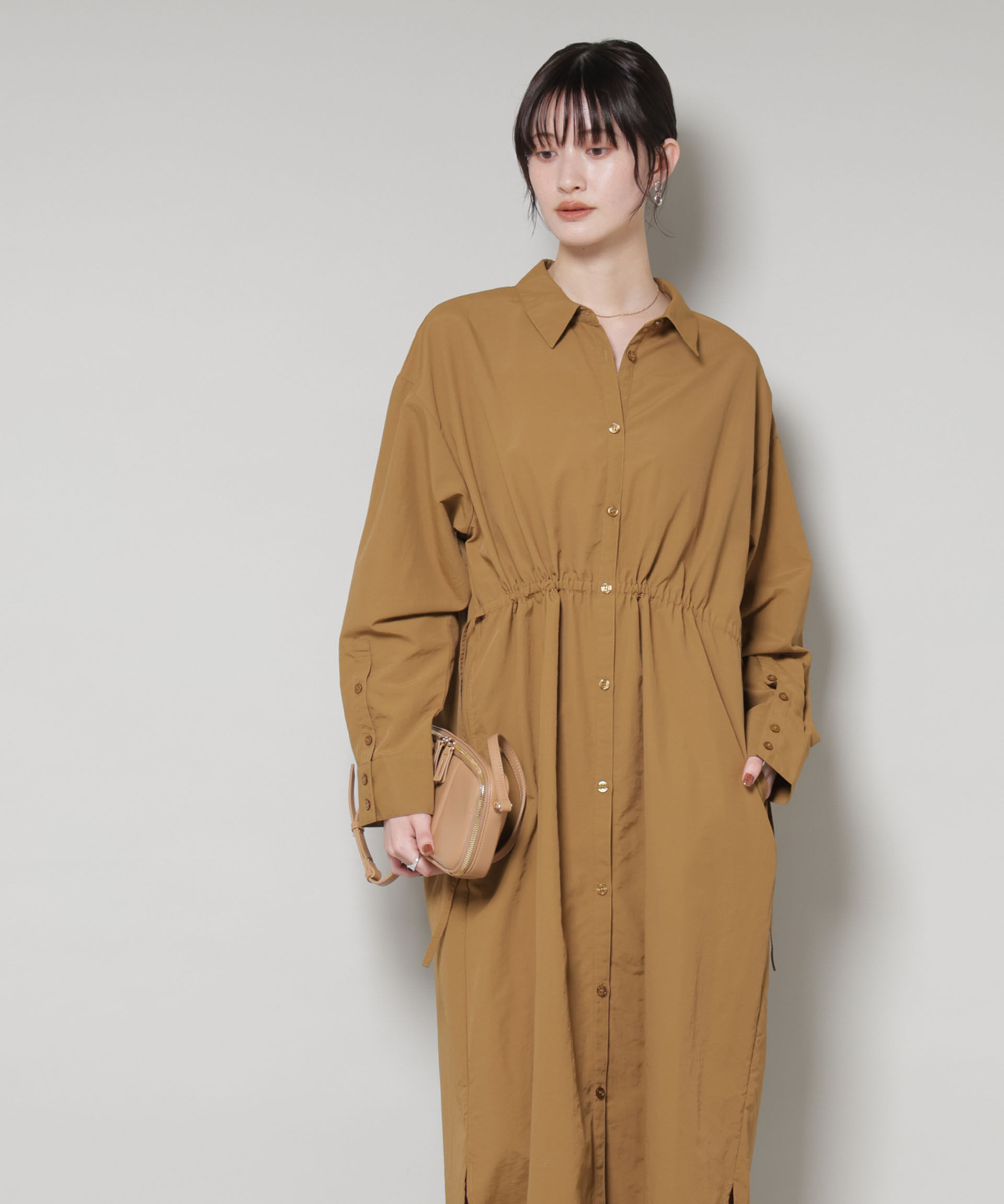 nano･universe「ナイロンタッサードロストシャツワンピース」|ワンピース|