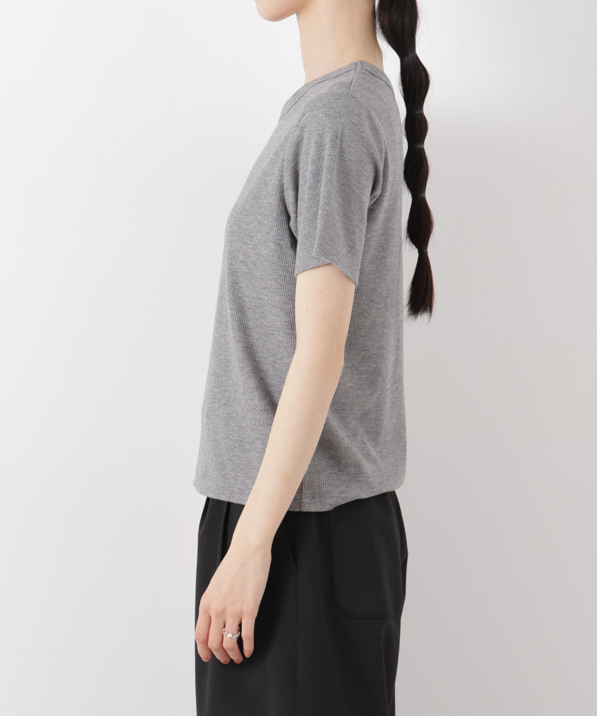 nano･universe「ラメリブカットクルーネックTシャツ」|Tシャツ・カットソー|