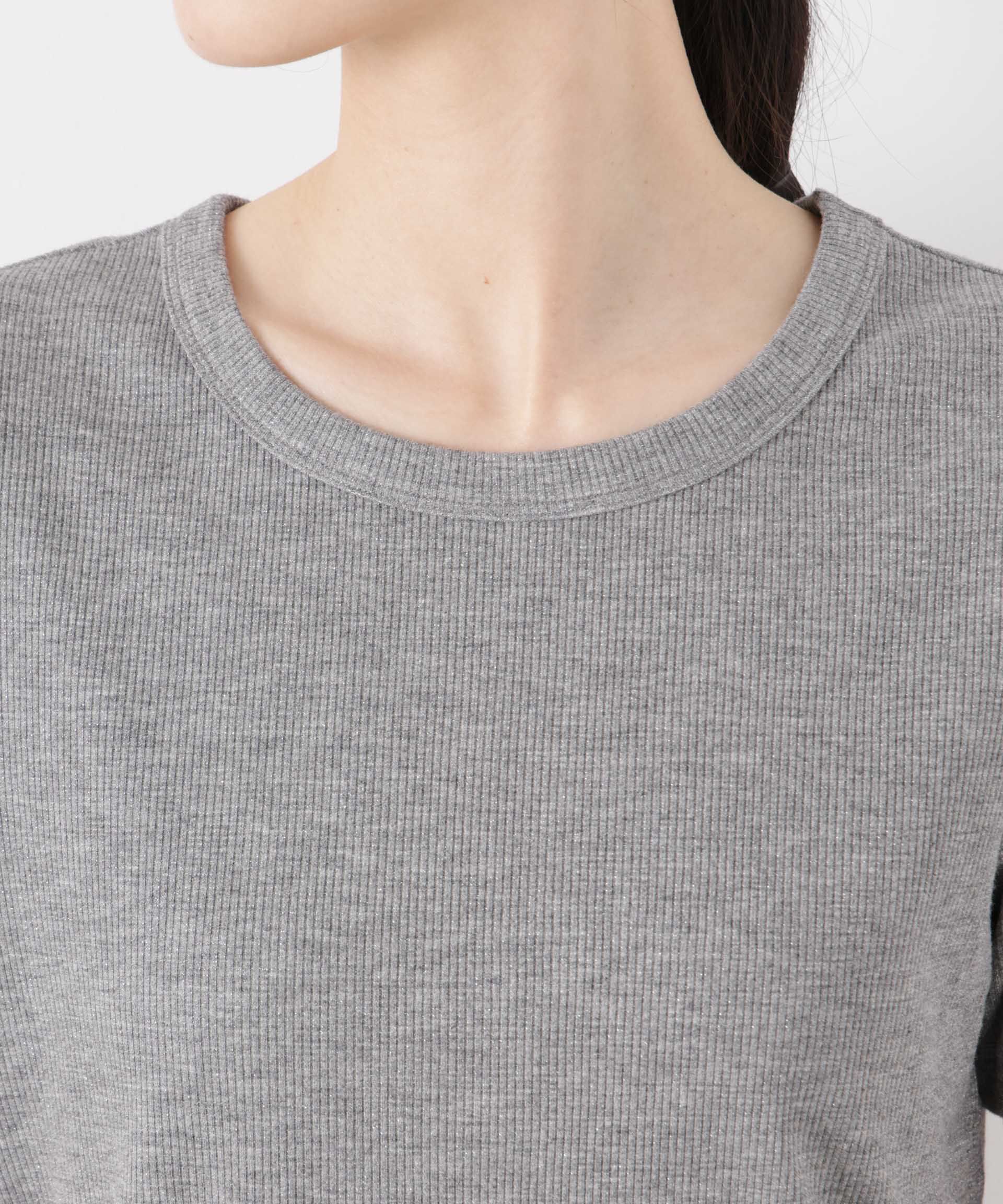 nano･universe「ラメリブカットクルーネックTシャツ」|Tシャツ・カットソー|