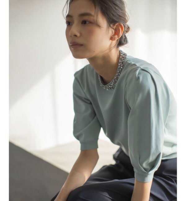 組曲「【WEB限定】ビジューパフスリーブ ニット」|ニット・セーター|ﾐﾝﾄｸﾞﾘ