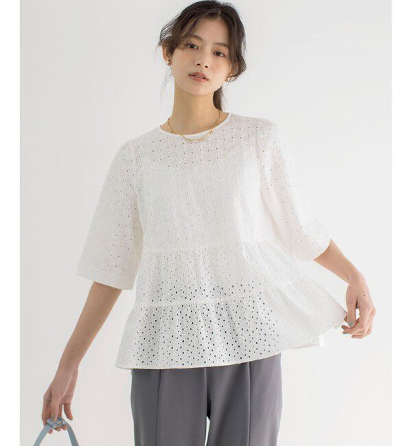 組曲「【新色追加】エンブロイダリーレースフリル ブラウス」|シャツ・ブラウス|