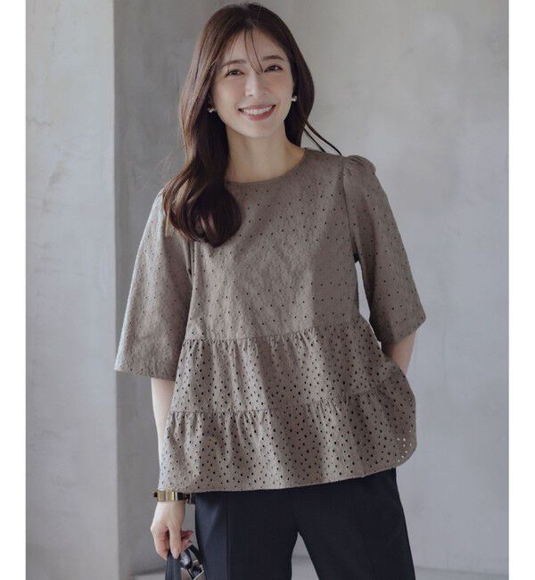 組曲「【新色追加】エンブロイダリーレースフリル ブラウス」|シャツ・ブラウス|モカグレー系9
