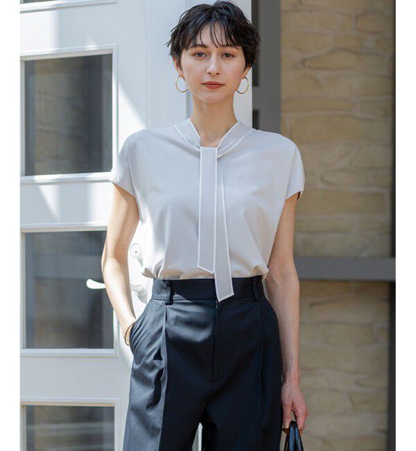 23区「【洗える】レーヨンポリエステルストレッチ ボウタイ ニット」|ニット・セーター|ﾗｲﾄｸﾞﾚ