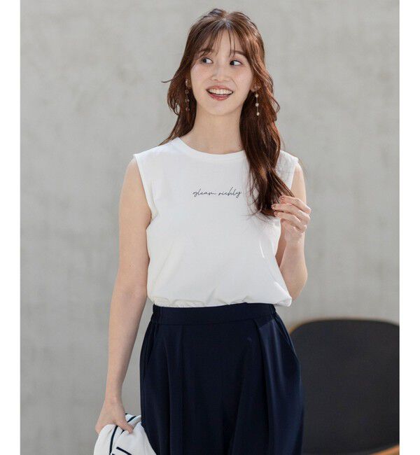 ANY SIS「【洗える】ノースリーブロゴ Tシャツ」|Tシャツ・カットソー|ホワイト系