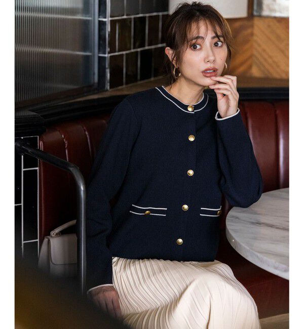 ANY SIS「CICA加工 ニット ジャケット」|カーディガン|