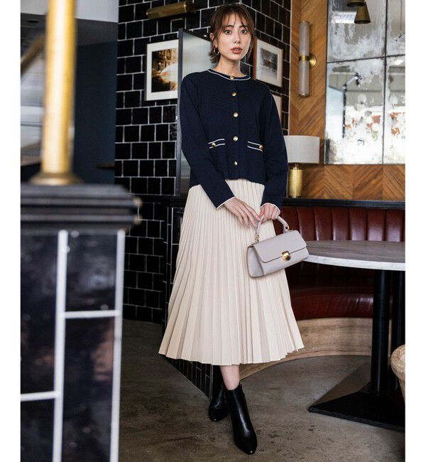 ANY SIS「CICA加工 ニット ジャケット」|カーディガン|