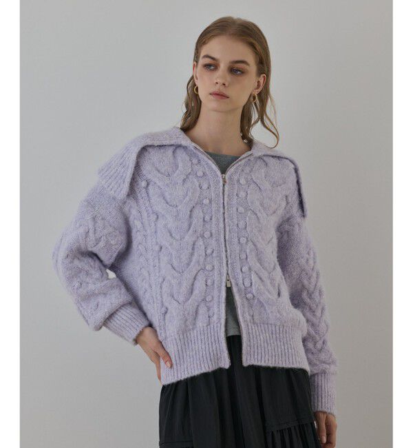 GRACE CONTINENTAL「ヘアリーニットコクーンジャケット」|その他|ラベンダー