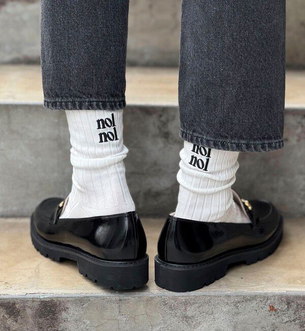 NOLLEY'S「【nolnol/ノルノル】ロゴリブソックス」|ソックス|オフホワイト