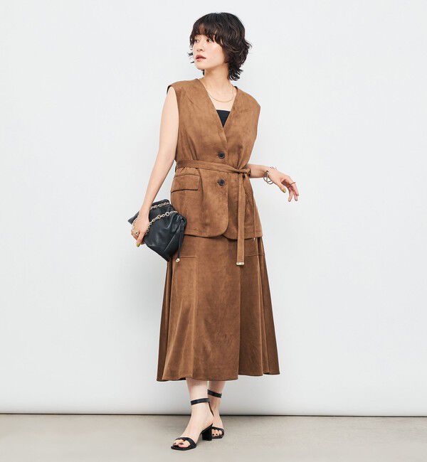 NOLLEY'S「《セットアップ対応》ストレッチスエードベルテッドジレ」|ベスト・ジレ|