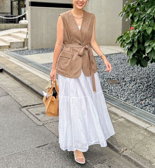 NOLLEY'S「《セットアップ対応》ストレッチスエードベルテッドジレ」|ベスト・ジレ|