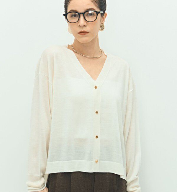 NOLLEY'S「《手洗い可能》《アンサンブル対応》18G天竺ゆったりVネックカーディガン」|カーディガン|