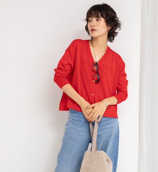 NOLLEY'S「《手洗い可能》《アンサンブル対応》18G天竺ゆったりVネックカーディガン」|カーディガン|
