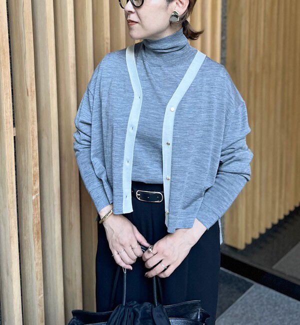 NOLLEY'S「《手洗い可能》《アンサンブル対応》18G天竺ゆったりVネックカーディガン」|カーディガン|