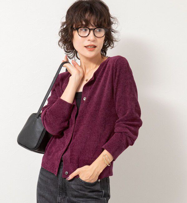 Rie Miller「《手洗い可能》《アンサンブル対応》モールヤーンクルーネックカーディガン」|カーディガン|