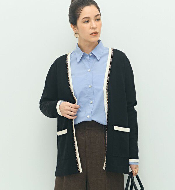 NOLLEY'S「チェーンブレード長めVネックカーディガン」|カーディガン|ブラック