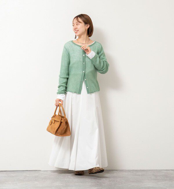 Rie Miller「シアーモヘヤ2WAYリブボートネックカーディガン」|カーディガン|