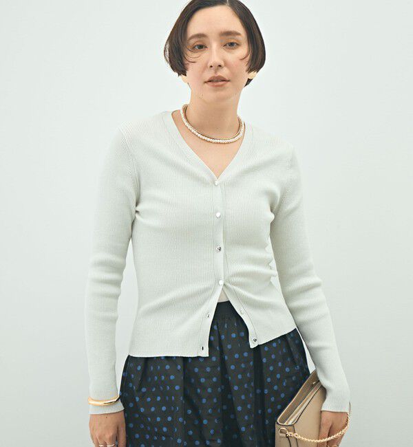NOLLEY'S「《手洗い可能》リブ斜め柄Vネックカーディガン」|カーディガン|