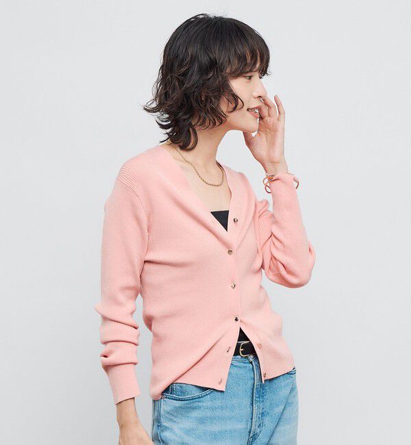 NOLLEY'S「《手洗い可能》リブ斜め柄Vネックカーディガン」|カーディガン|