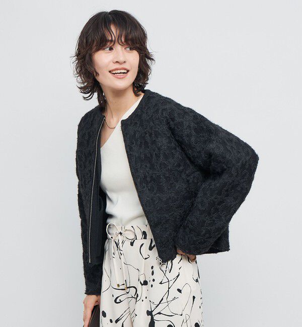 NOLLEY'S「レースコンビニットブルゾン」|カーディガン|ブラック