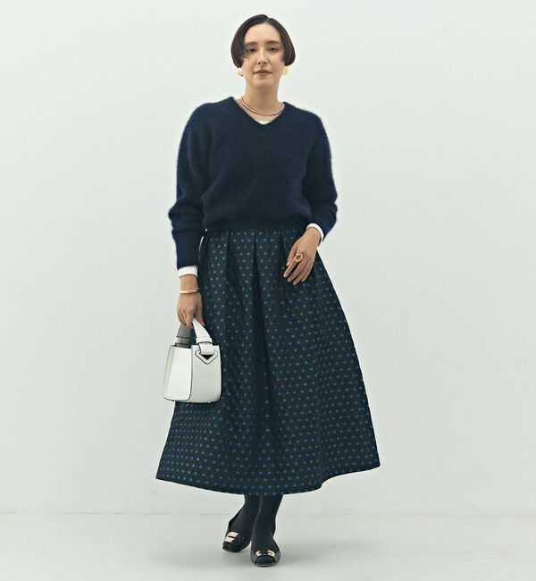 NOLLEY'S「ウォッシャブルドットジャガードタックフレアスカート」|スカート|