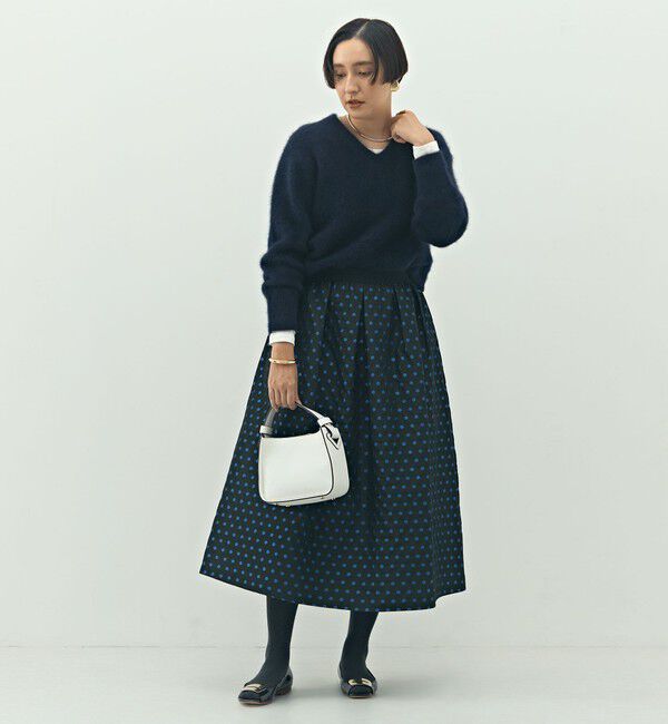 NOLLEY'S「ウォッシャブルドットジャガードタックフレアスカート」|スカート|