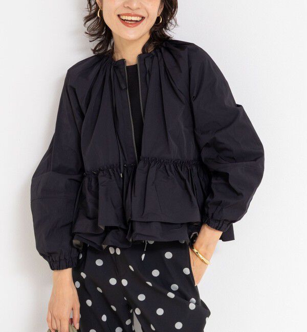 NOLLEY'S「【MARILYN MOON/マリリーンムーン】スパイラルタフタラッフルブルゾン」|ブルゾン・スタジャン|ブラック