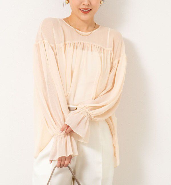 NOLLEY'S「ウォッシャブル楊柳ギャザーブラウス」|シャツ・ブラウス|サーモンピンク