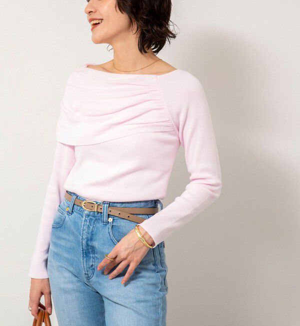 NOLLEY'S sophi「《手洗い可能》イレギュラーネックオフショルプルオーバー」|ニット・セーター|ベビーピンク