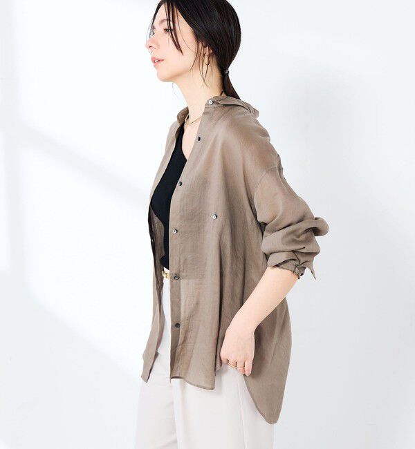 NOLLEY'S sophi「ウォッシャブルフィブリルラミーマルチウェイシャツ」|シャツ・ブラウス|オリーブ