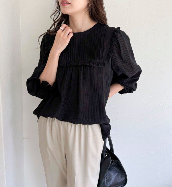 fredy emue「ピンタックギャザーブラウス」|シャツ・ブラウス|ブラック
