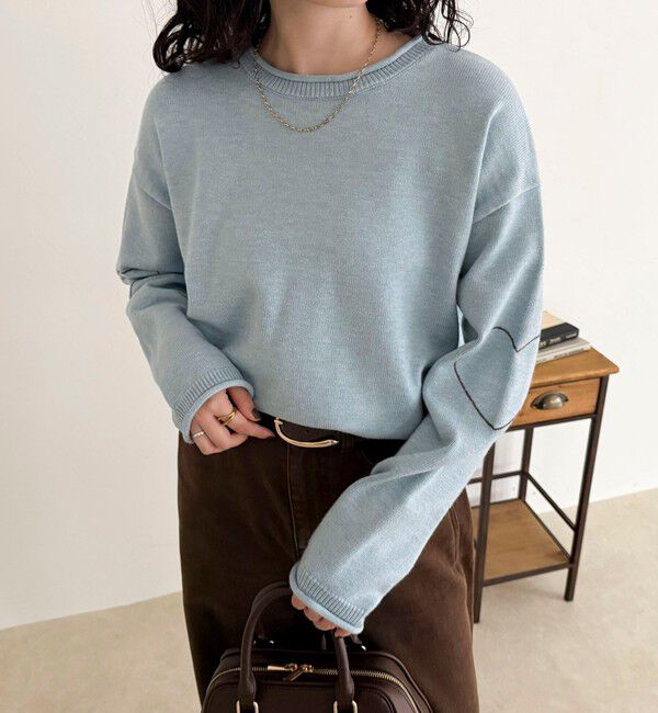 fredy emue「ハートステッチニットプルオーバー」|ニット・セーター|サックスブルー