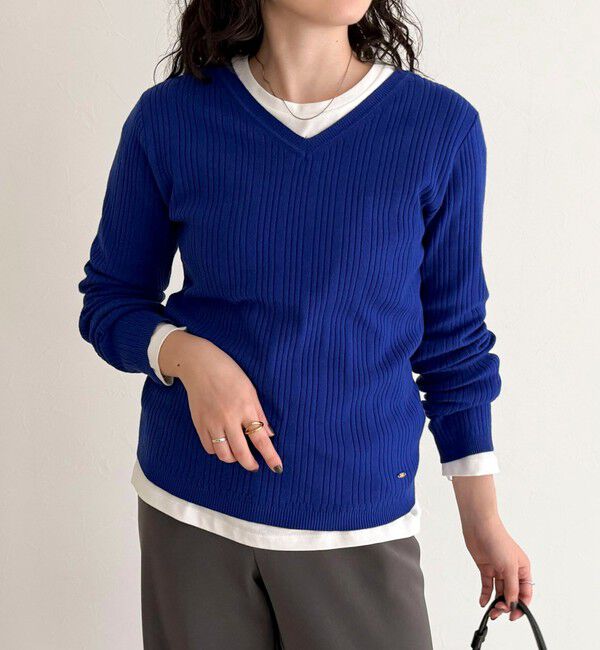 fredy emue「ちびVネックリブニットプルオーバー」|ニット・セーター|