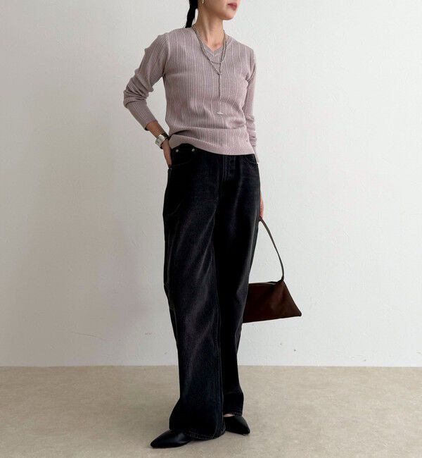 fredy emue「ちびVネックリブニットプルオーバー」|ニット・セーター|