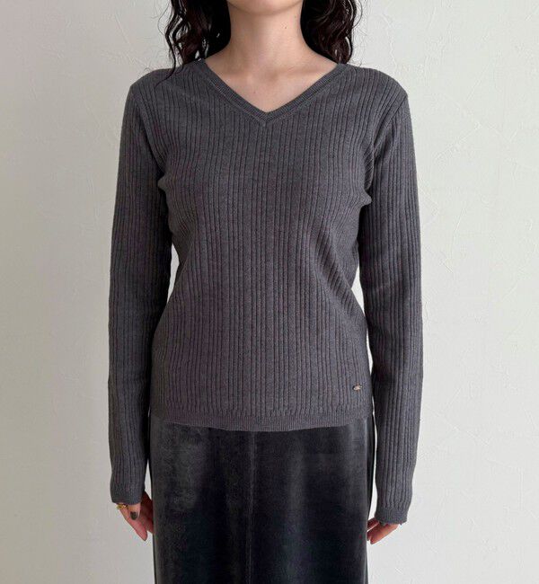 fredy emue「ちびVネックリブニットプルオーバー」|ニット・セーター|