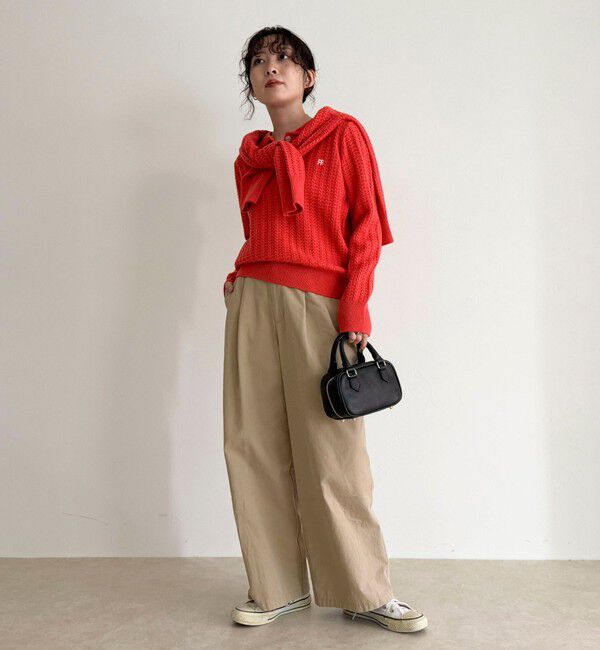 fredy emue「FR刺繍ケーブル柄ポロ衿ニットプルオーバー」|ニット・セーター|