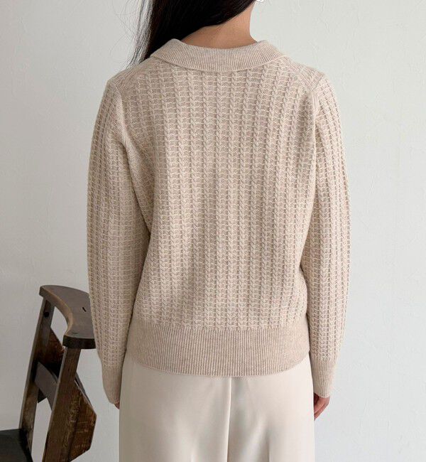 fredy emue「FR刺繍ケーブル柄ポロ衿ニットプルオーバー」|ニット・セーター|