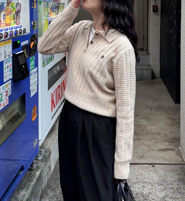 fredy emue「FR刺繍ケーブル柄ポロ衿ニットプルオーバー」|ニット・セーター|