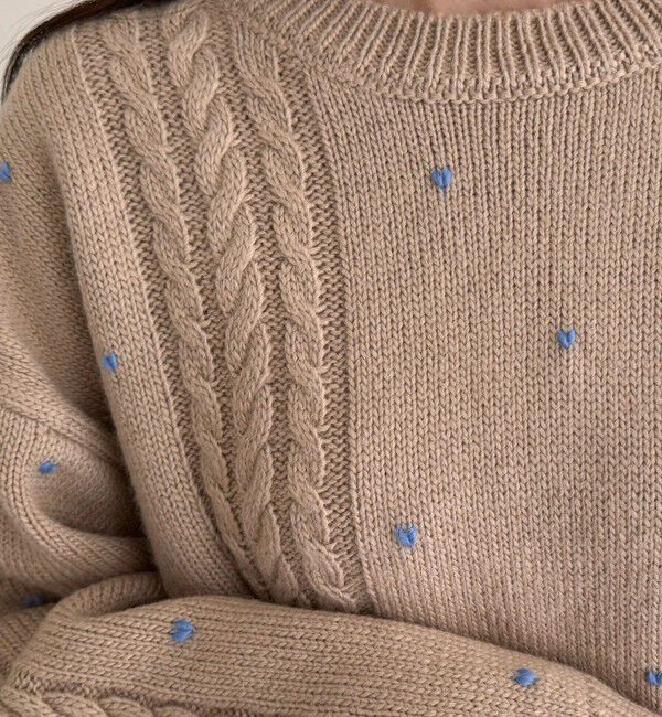 fredy emue「ハート刺繍柄編みニットプルオーバー」|ニット・セーター|