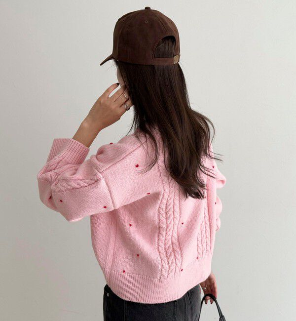 fredy emue「ハート刺繍柄編みニットプルオーバー」|ニット・セーター|