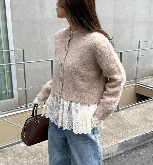 fredy emue「スパンコールニットカーディガン」|カーディガン|ベージュ