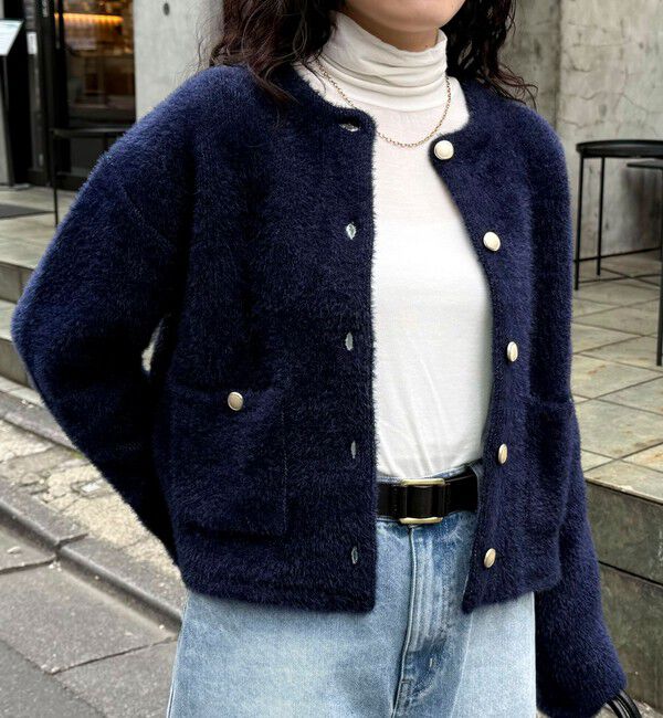 fredy emue「シャギー裏配色ジャケットカーディガン」|カーディガン|