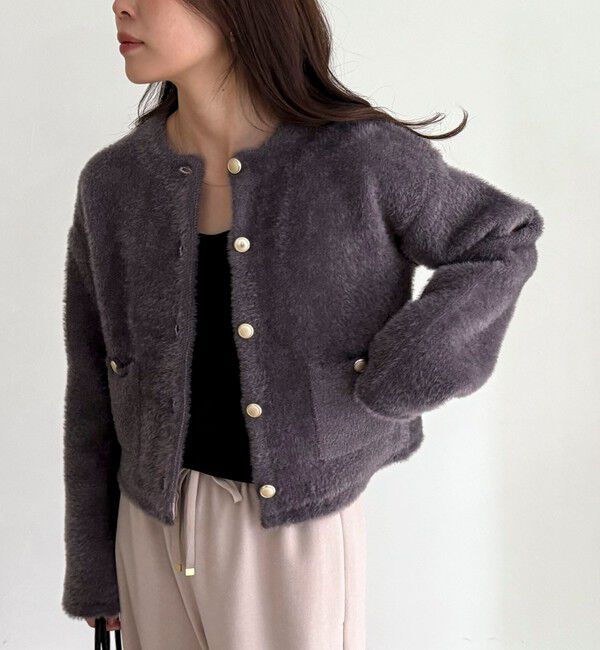 fredy emue「シャギー裏配色ジャケットカーディガン」|カーディガン|