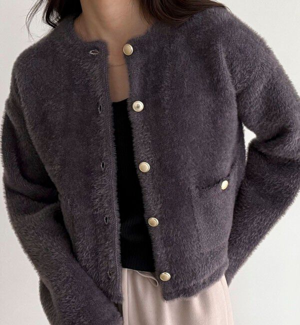 fredy emue「シャギー裏配色ジャケットカーディガン」|カーディガン|