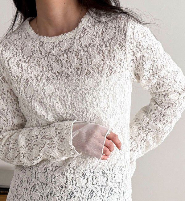 fredy emue「チュールレイヤードレースロンTシャツ」|Tシャツ・カットソー|