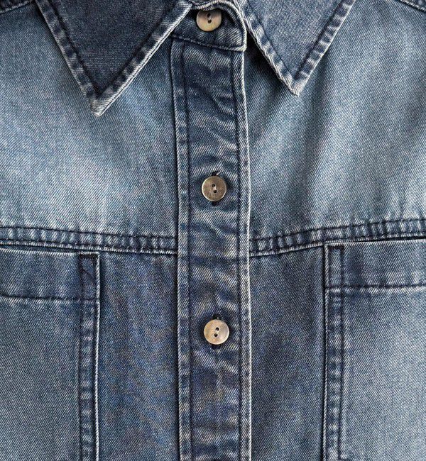 fredy emue「《セットアップ対応》デニムボウタイクロップドシャツ」|シャツ・ブラウス|