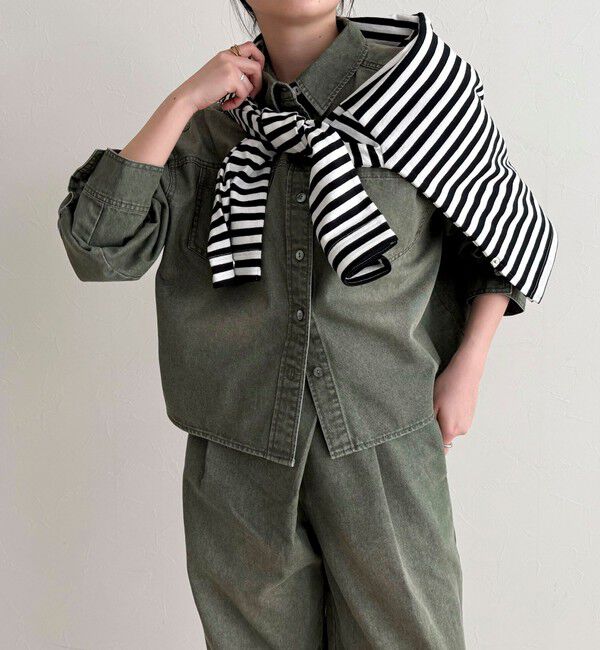 fredy emue「《セットアップ対応》デニムボウタイクロップドシャツ」|シャツ・ブラウス|