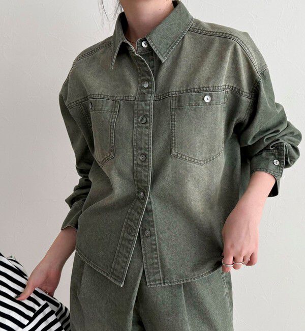 fredy emue「《セットアップ対応》デニムボウタイクロップドシャツ」|シャツ・ブラウス|